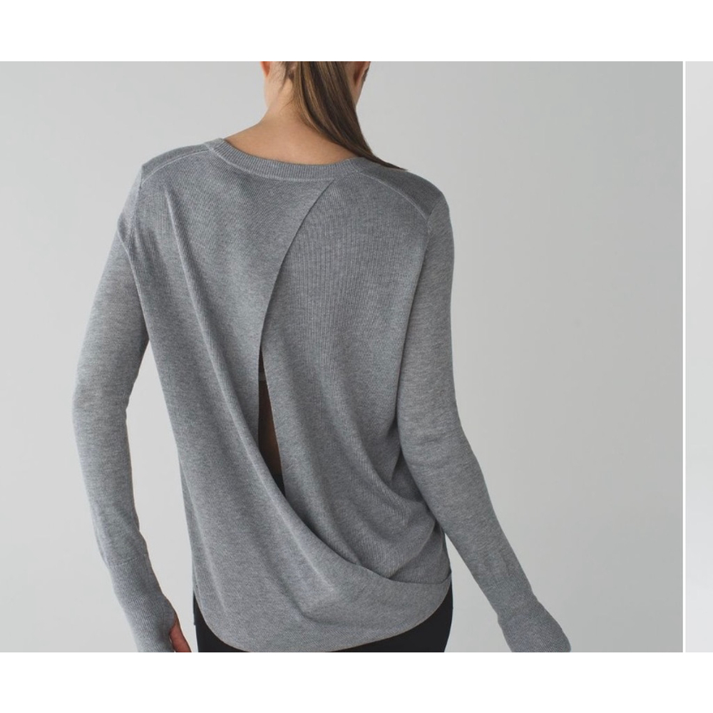 Lululemon Bring It Backbend Open Back Knit Sweater 8 Cashmere Bamboo Blend